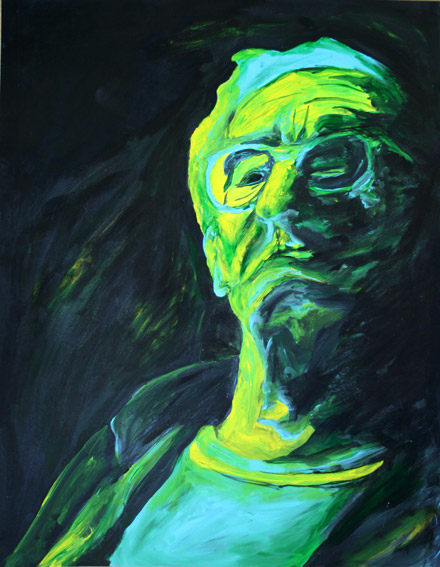 Alter-Mann-mit-Brille - ca. 2013 (Acryl auf Pappe) ca. 50 x 70 cm