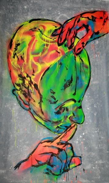 Homunculis - 2016 
(Acryl-Spray & -Marker auf Leinwand) 150 x 250 cm