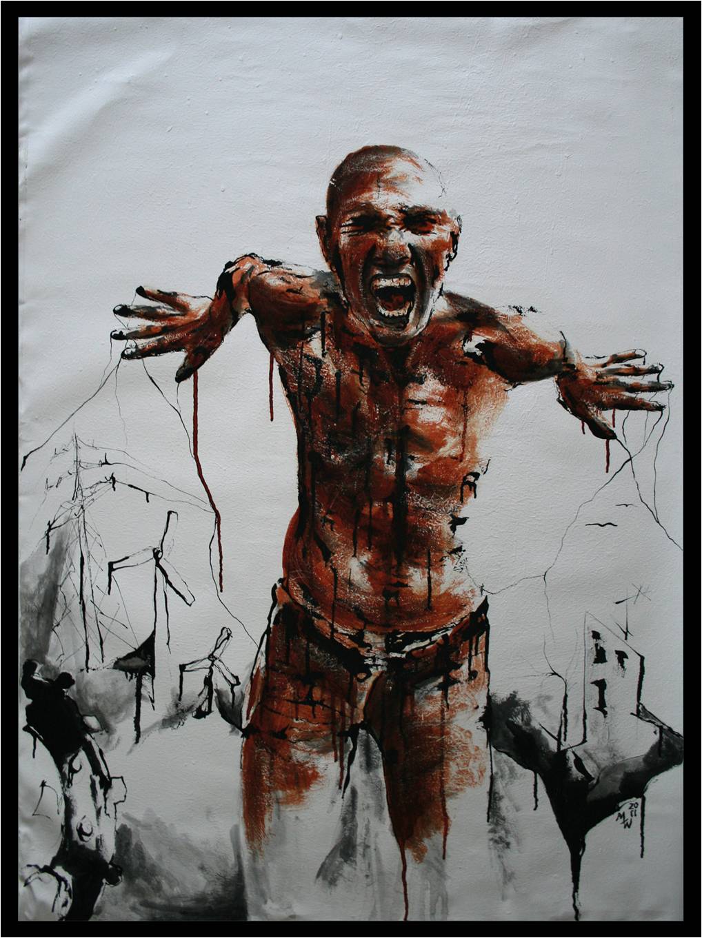 Nachhaltiger Schrei - 2010 (Tusche und Acryl auf Leinwand)
100 x 120 cm